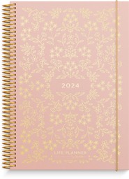 Burde Planner 2024, Daily & Weekly Planner, Life Planner Pink Horizontal, 18 December 2023-5 January 2025, Hardcover & Spiralbound A5 Format, Monthly & Yearly Overview